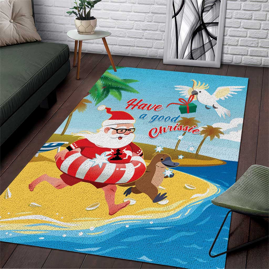Australia Christmas In July Area Rug Happy Santa Claus With Aussie Animals