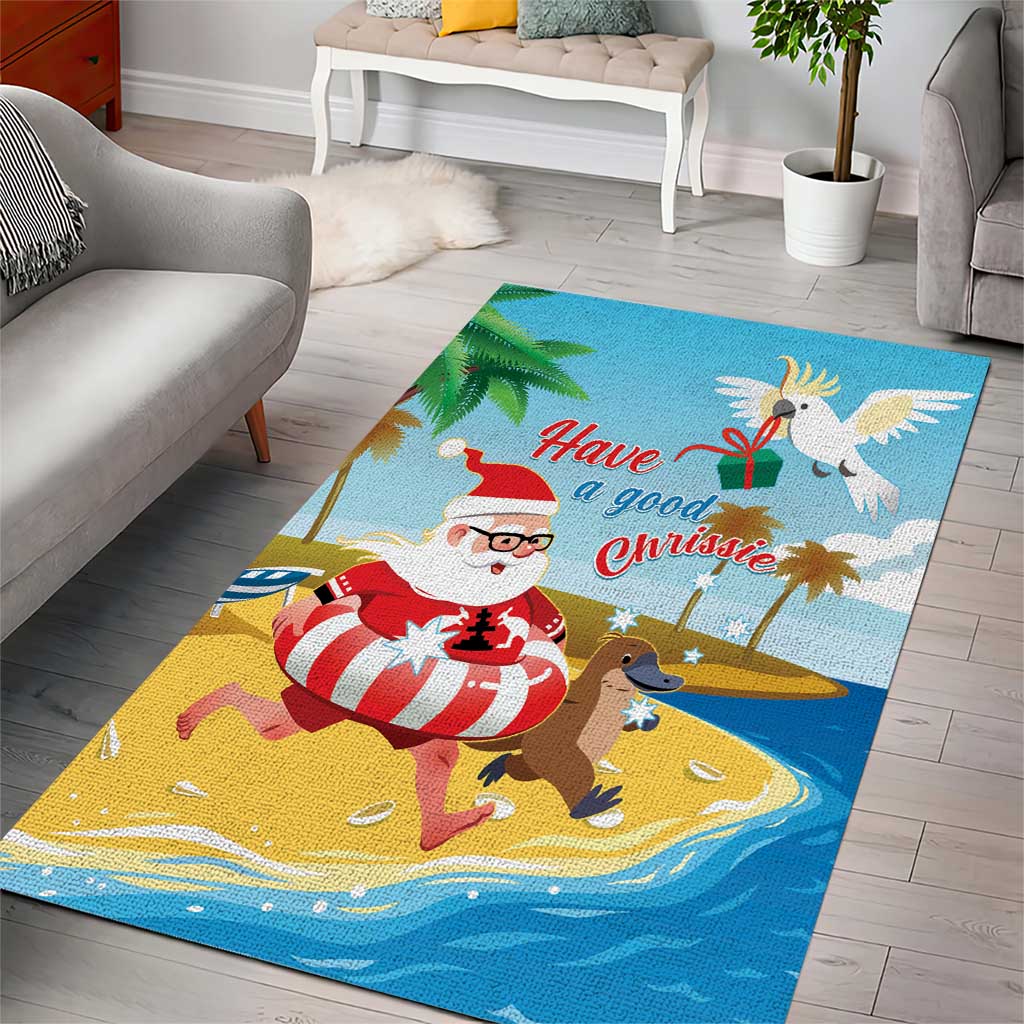 Australia Christmas In July Area Rug Happy Santa Claus With Aussie Animals