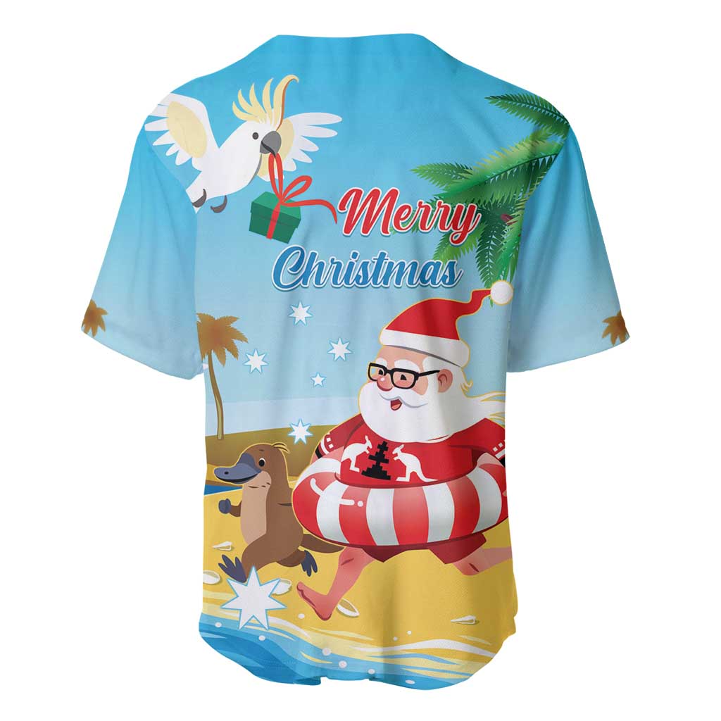 Australia Christmas In July Baseball Jersey Happy Santa Claus With Aussie Animals