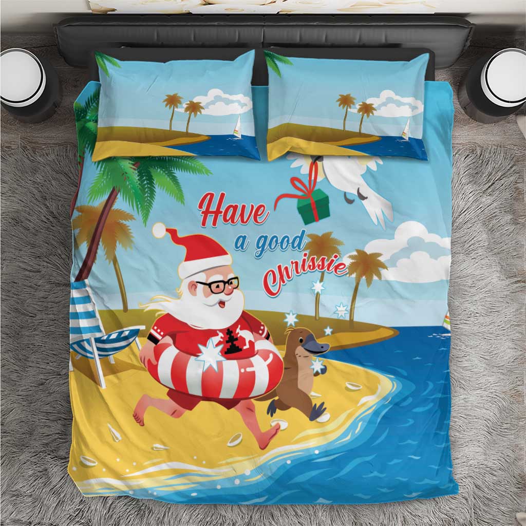 Australia Christmas In July Bedding Set Happy Santa Claus With Aussie Animals