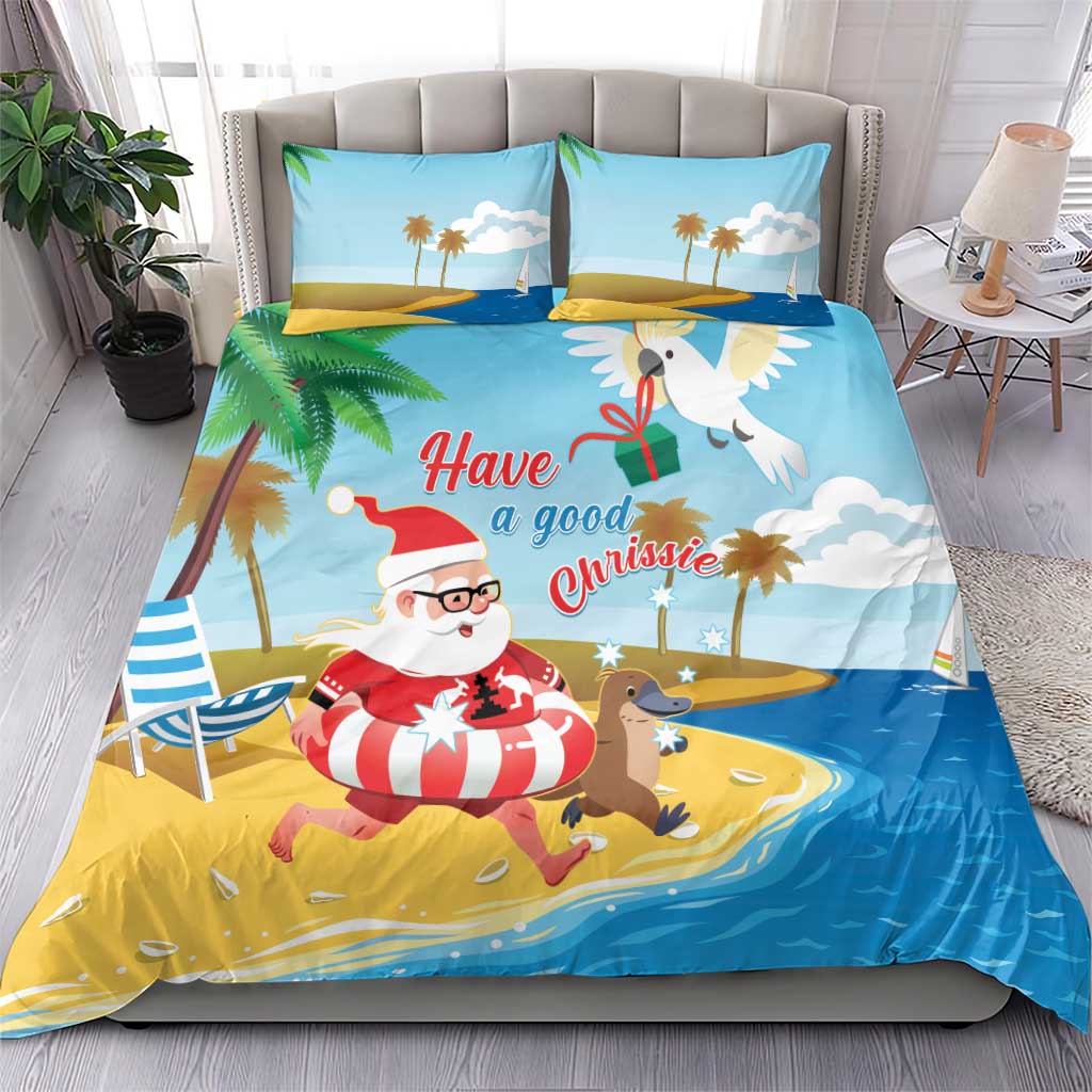 Australia Christmas In July Bedding Set Happy Santa Claus With Aussie Animals