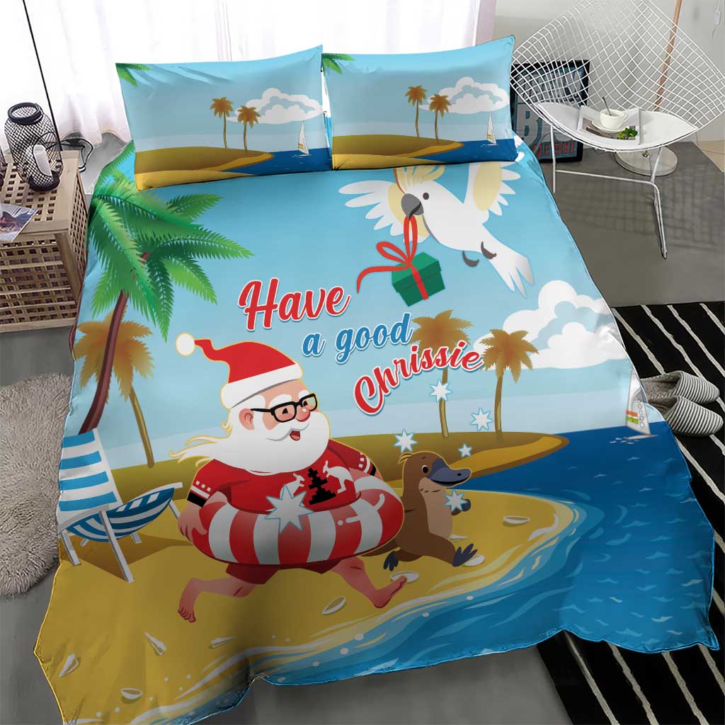 Australia Christmas In July Bedding Set Happy Santa Claus With Aussie Animals