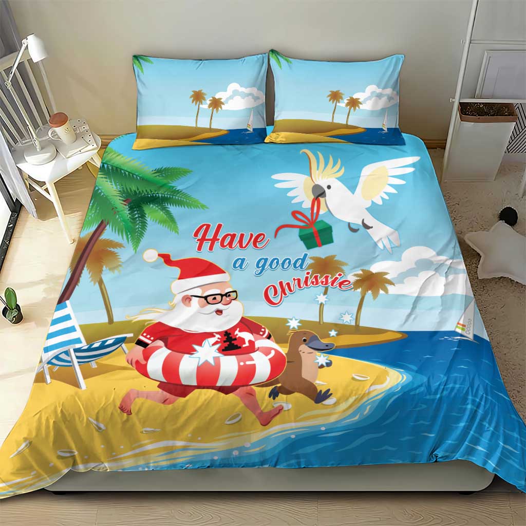 Australia Christmas In July Bedding Set Happy Santa Claus With Aussie Animals