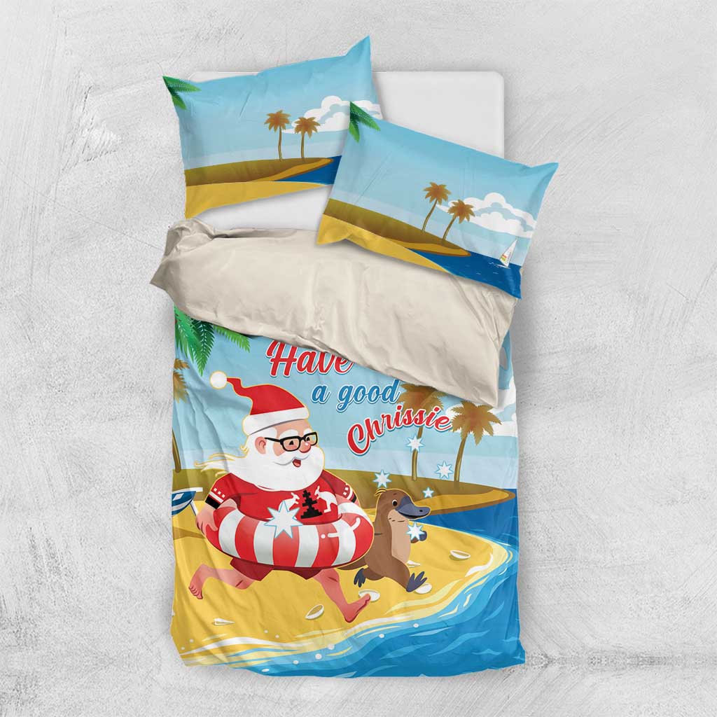 Australia Christmas In July Bedding Set Happy Santa Claus With Aussie Animals