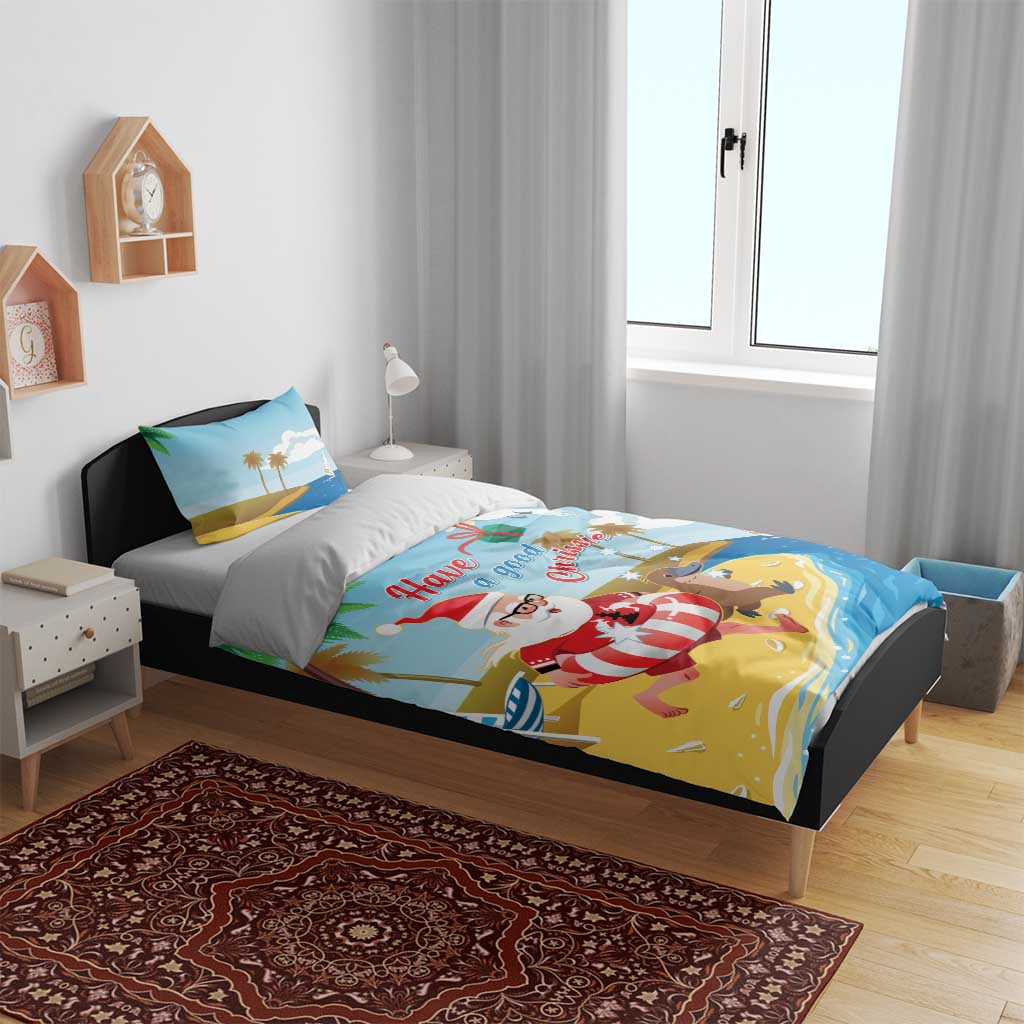 Australia Christmas In July Bedding Set Happy Santa Claus With Aussie Animals