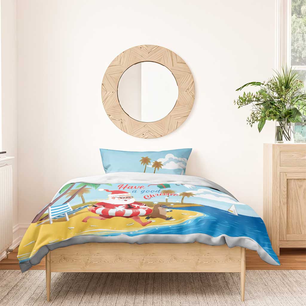 Australia Christmas In July Bedding Set Happy Santa Claus With Aussie Animals