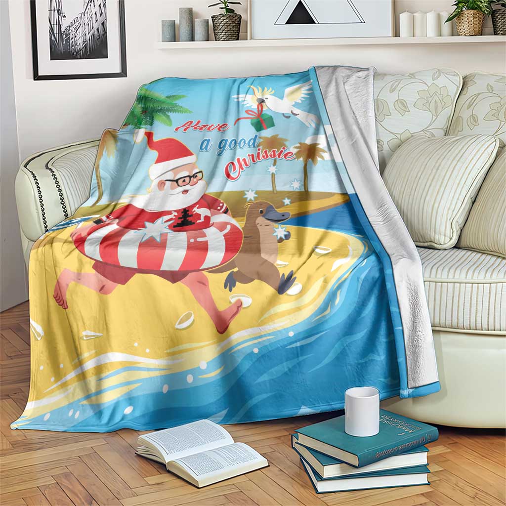 Australia Christmas In July Blanket Happy Santa Claus With Aussie Animals