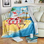 Australia Christmas In July Blanket Happy Santa Claus With Aussie Animals