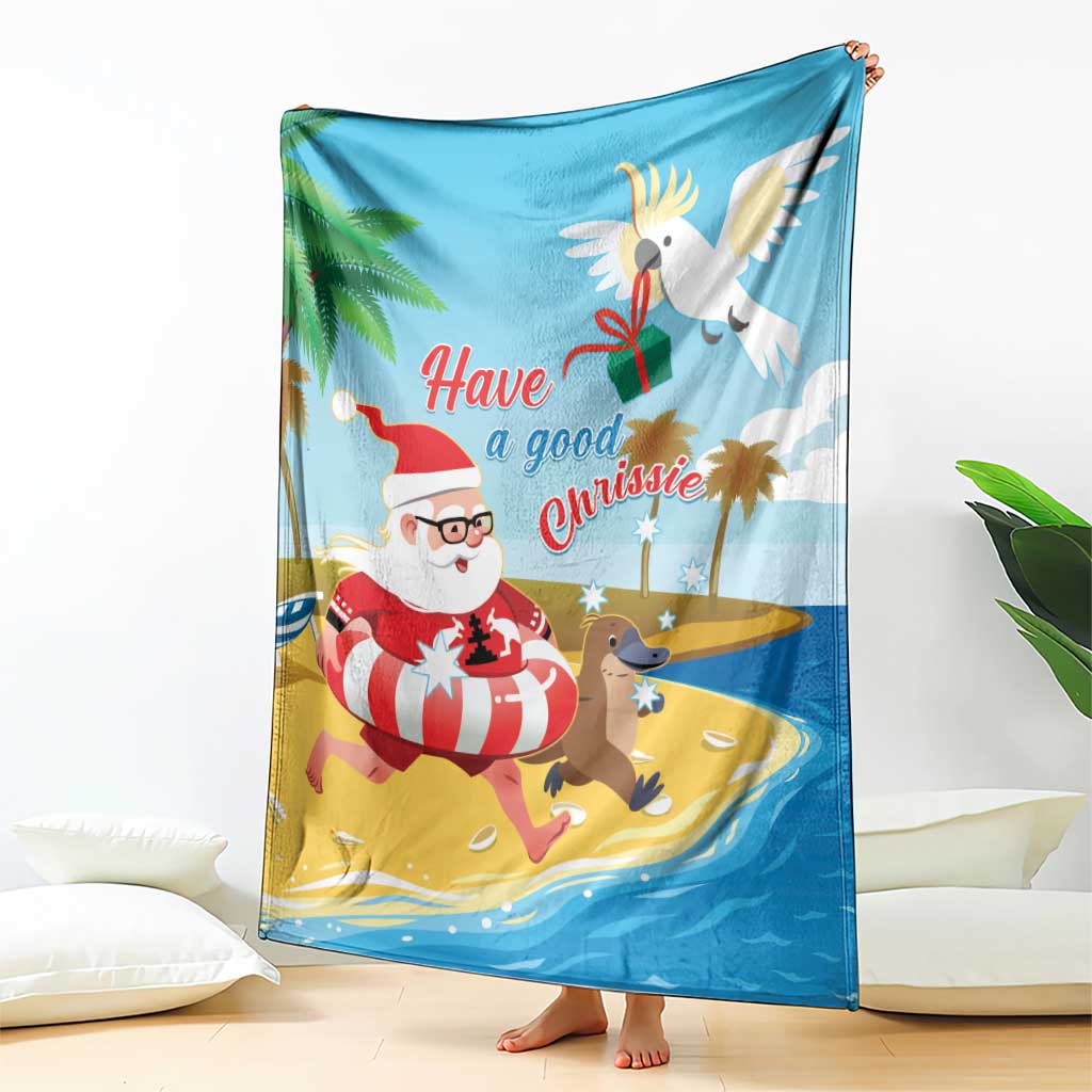 Australia Christmas In July Blanket Happy Santa Claus With Aussie Animals