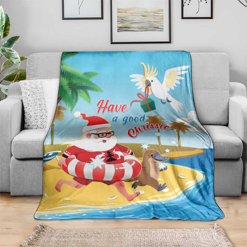 Australia Christmas In July Blanket Happy Santa Claus With Aussie Animals