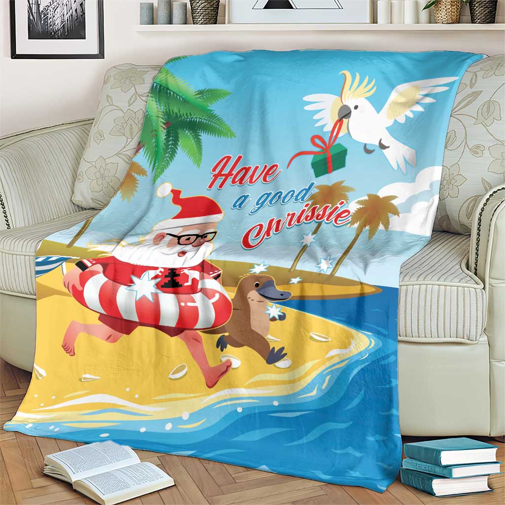 Australia Christmas In July Blanket Happy Santa Claus With Aussie Animals