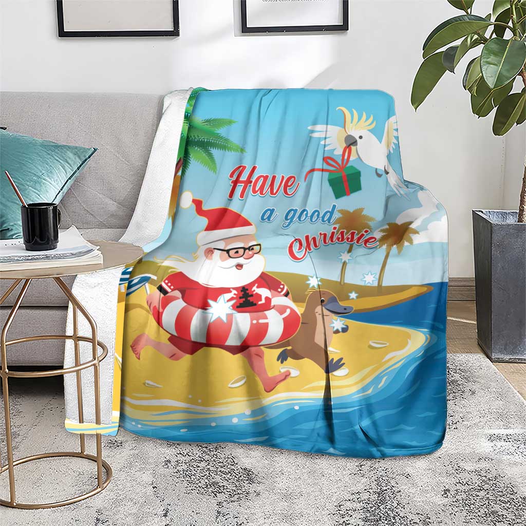 Australia Christmas In July Blanket Happy Santa Claus With Aussie Animals