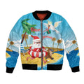Australia Christmas In July Bomber Jacket Happy Santa Claus With Aussie Animals