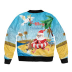 Australia Christmas In July Bomber Jacket Happy Santa Claus With Aussie Animals