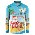 Australia Christmas In July Button Sweatshirt Happy Santa Claus With Aussie Animals
