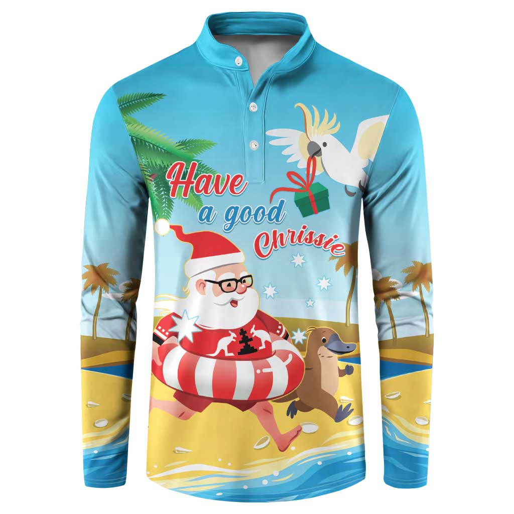 Australia Christmas In July Button Sweatshirt Happy Santa Claus With Aussie Animals