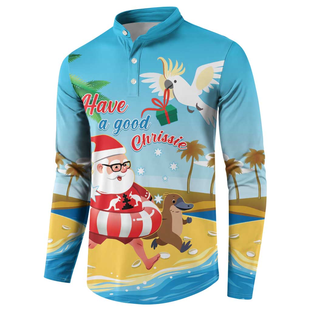 Australia Christmas In July Button Sweatshirt Happy Santa Claus With Aussie Animals