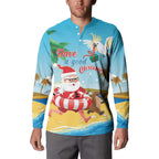 Australia Christmas In July Button Sweatshirt Happy Santa Claus With Aussie Animals