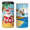 Australia Christmas In July 4 in 1 Can Cooler Tumbler Happy Santa Claus With Aussie Animals