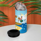 Australia Christmas In July 4 in 1 Can Cooler Tumbler Happy Santa Claus With Aussie Animals