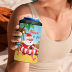 Australia Christmas In July 4 in 1 Can Cooler Tumbler Happy Santa Claus With Aussie Animals