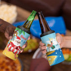 Australia Christmas In July 4 in 1 Can Cooler Tumbler Happy Santa Claus With Aussie Animals