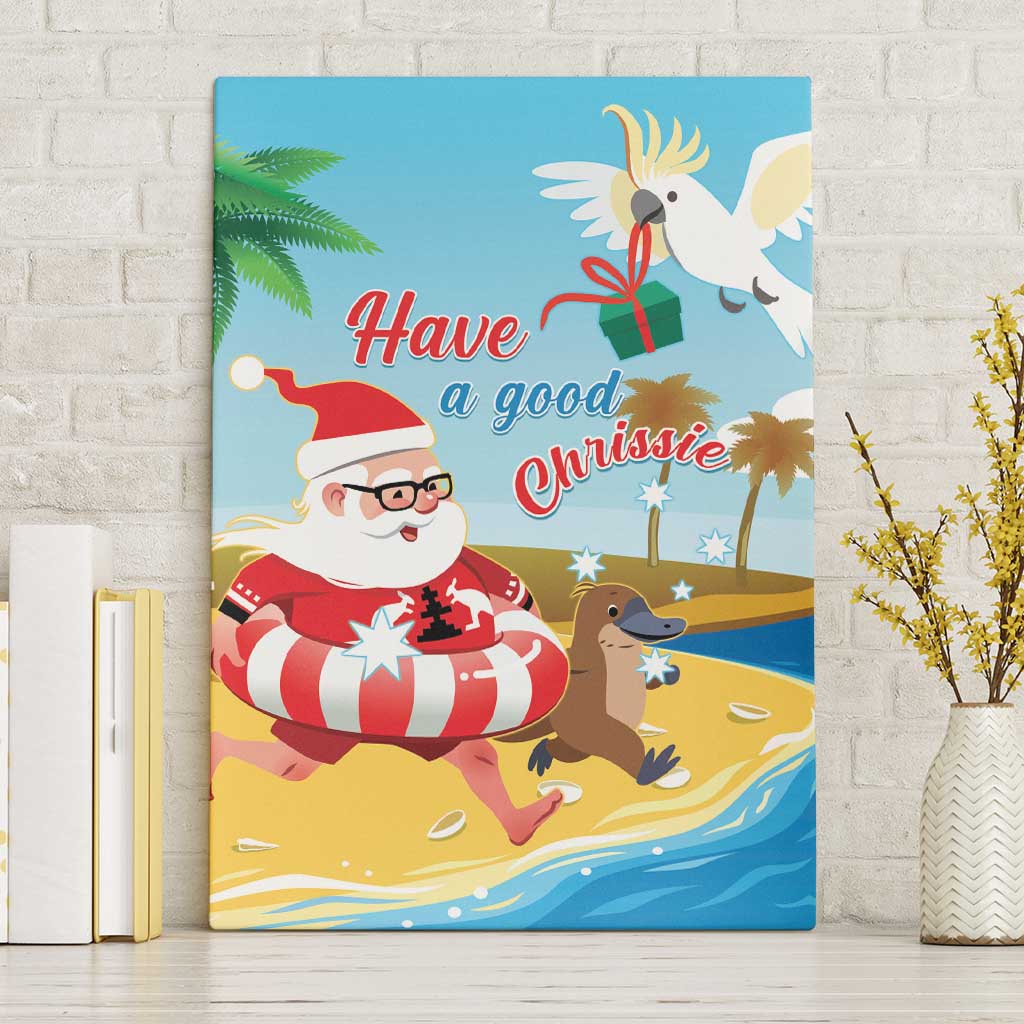 Australia Christmas In July Canvas Wall Art Happy Santa Claus With Aussie Animals