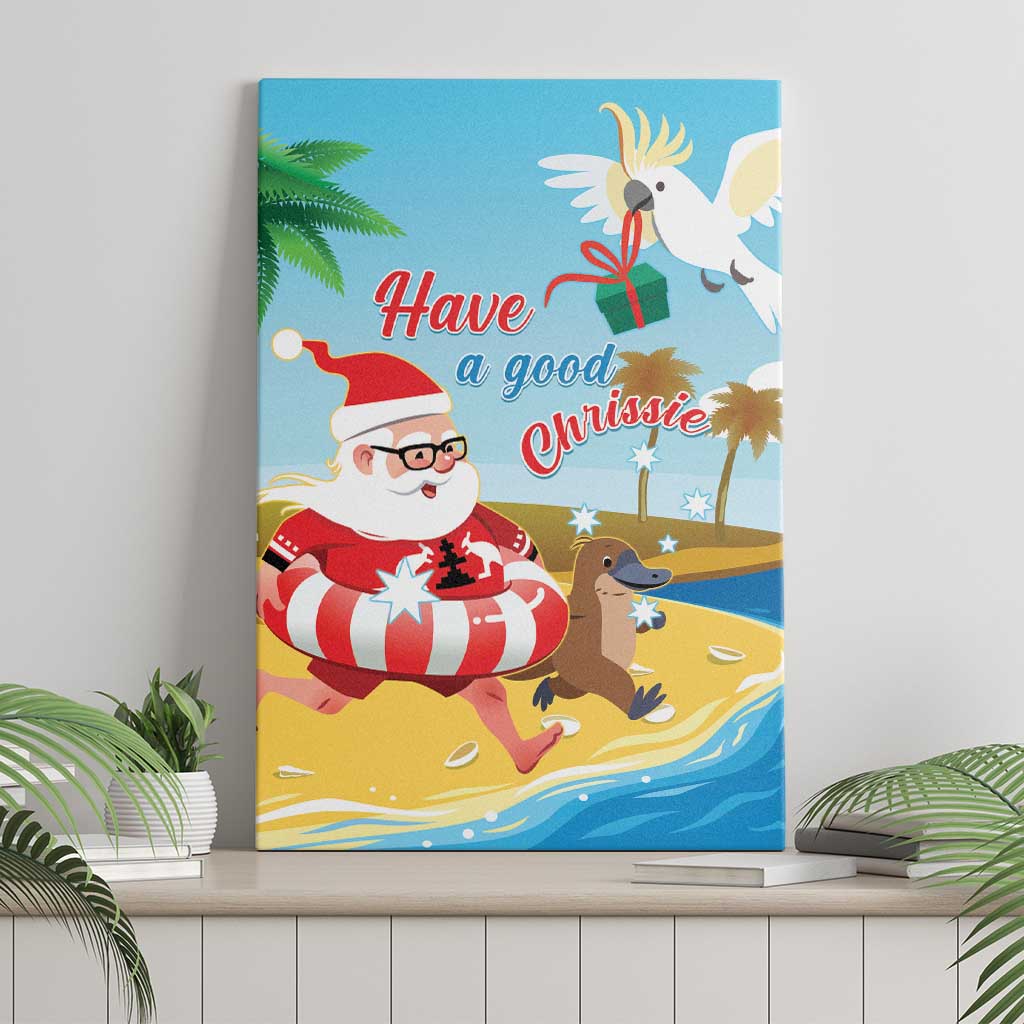 Australia Christmas In July Canvas Wall Art Happy Santa Claus With Aussie Animals