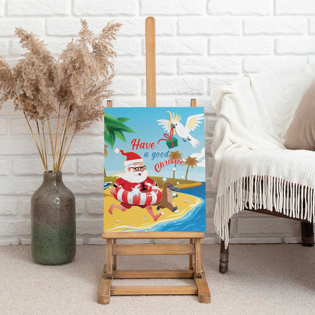 Australia Christmas In July Canvas Wall Art Happy Santa Claus With Aussie Animals