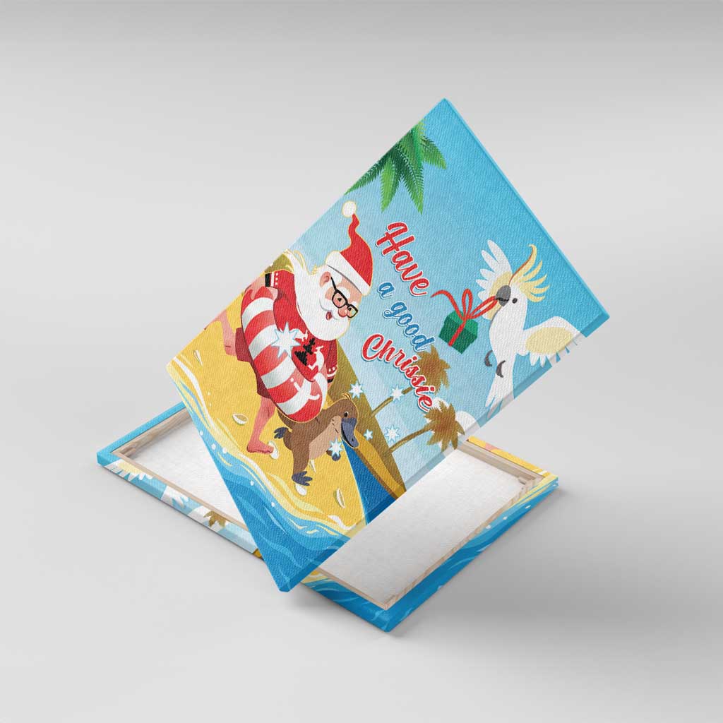 Australia Christmas In July Canvas Wall Art Happy Santa Claus With Aussie Animals