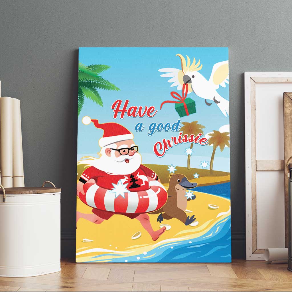 Australia Christmas In July Canvas Wall Art Happy Santa Claus With Aussie Animals