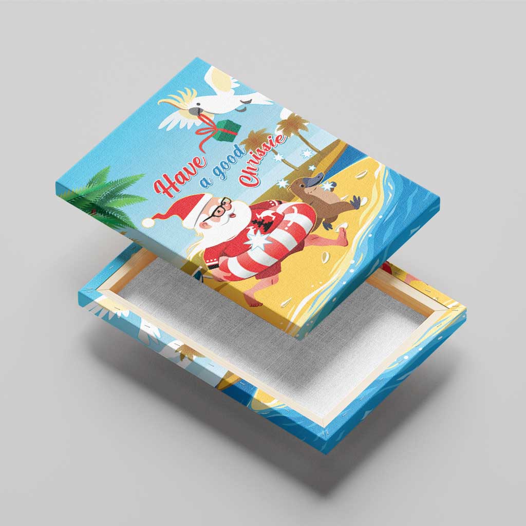 Australia Christmas In July Canvas Wall Art Happy Santa Claus With Aussie Animals