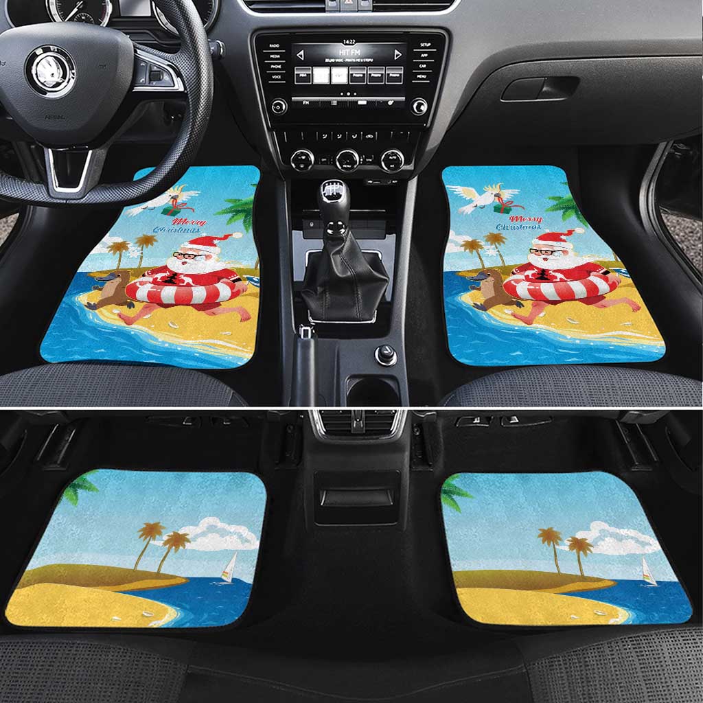 Australia Christmas In July Car Mats Happy Santa Claus With Aussie Animals