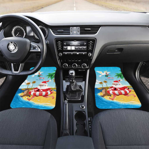 Australia Christmas In July Car Mats Happy Santa Claus With Aussie Animals