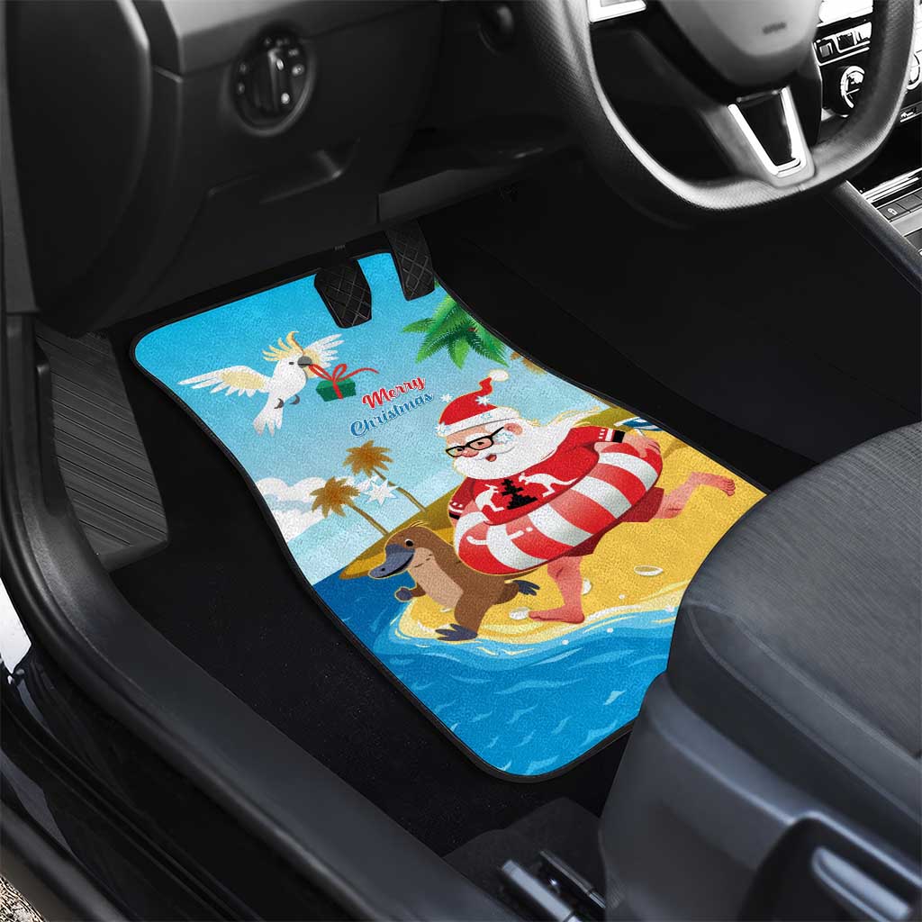 Australia Christmas In July Car Mats Happy Santa Claus With Aussie Animals