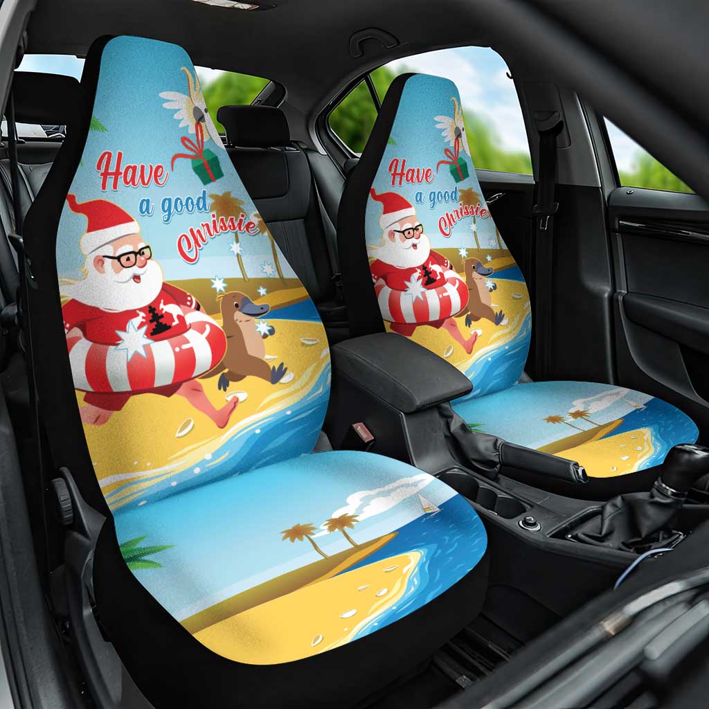Australia Christmas In July Car Seat Cover Happy Santa Claus With Aussie Animals