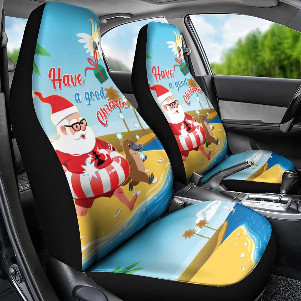 Australia Christmas In July Car Seat Cover Happy Santa Claus With Aussie Animals