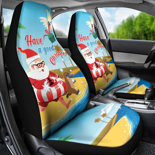 Australia Christmas In July Car Seat Cover Happy Santa Claus With Aussie Animals