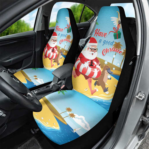 Australia Christmas In July Car Seat Cover Happy Santa Claus With Aussie Animals