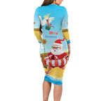 Australia Christmas In July Family Matching Long Sleeve Bodycon Dress and Hawaiian Shirt Happy Santa Claus With Aussie Animals