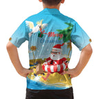 Australia Christmas In July Family Matching Off The Shoulder Long Sleeve Dress and Hawaiian Shirt Happy Santa Claus With Aussie Animals