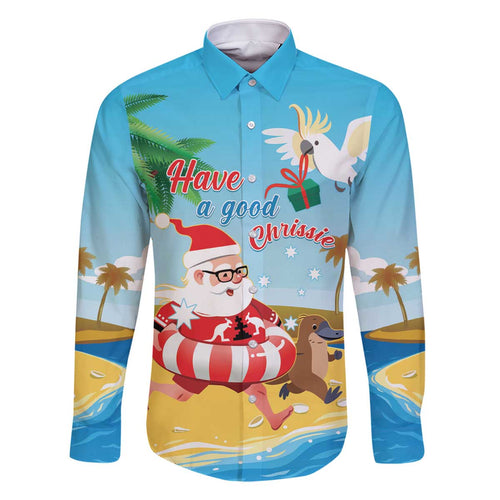 Australia Christmas In July Family Matching Off The Shoulder Long Sleeve Dress and Hawaiian Shirt Happy Santa Claus With Aussie Animals