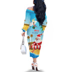Australia Christmas In July Family Matching Off The Shoulder Long Sleeve Dress and Hawaiian Shirt Happy Santa Claus With Aussie Animals