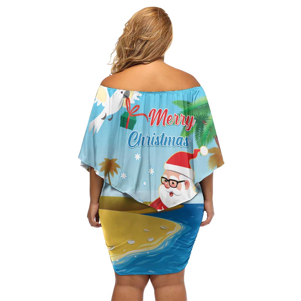 Australia Christmas In July Family Matching Off Shoulder Short Dress and Hawaiian Shirt Happy Santa Claus With Aussie Animals