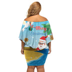 Australia Christmas In July Family Matching Off Shoulder Short Dress and Hawaiian Shirt Happy Santa Claus With Aussie Animals