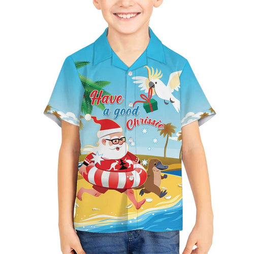 Australia Christmas In July Family Matching Off Shoulder Short Dress and Hawaiian Shirt Happy Santa Claus With Aussie Animals