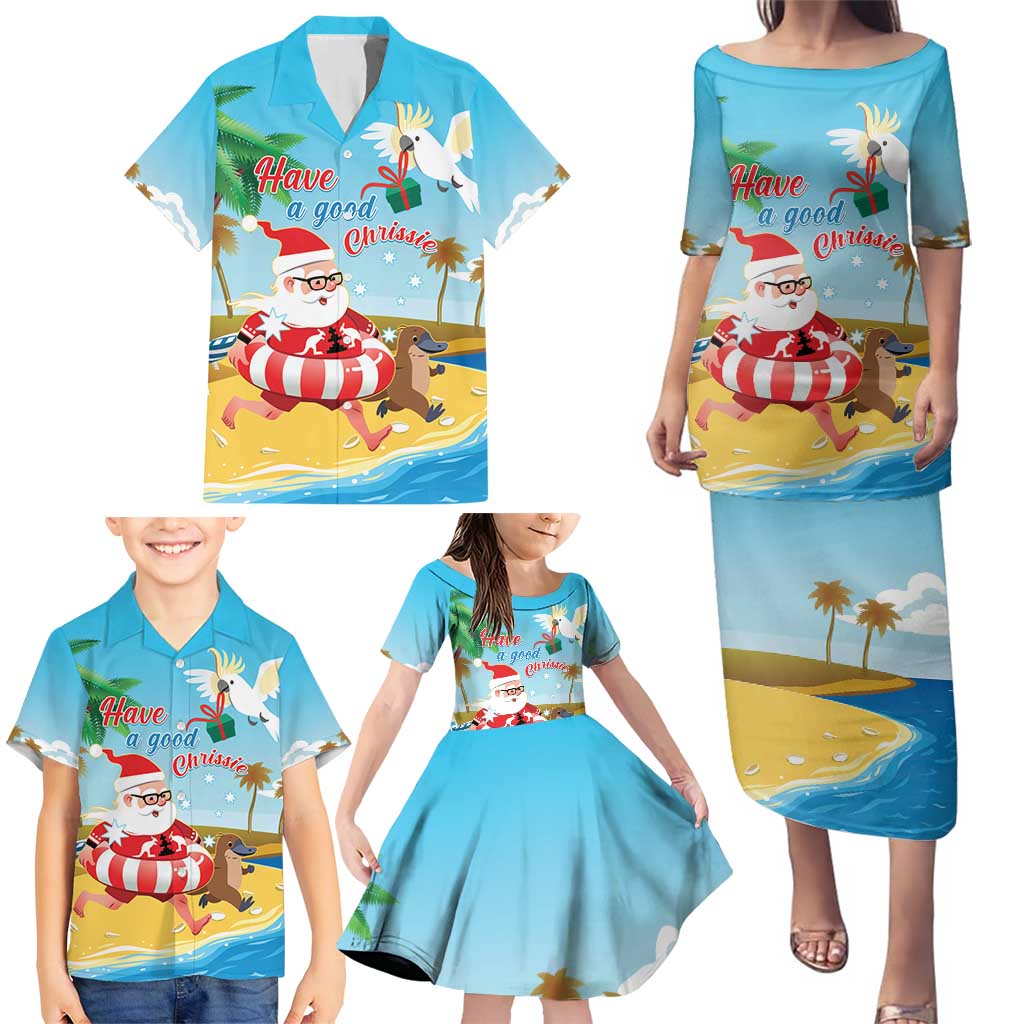 Australia Christmas In July Family Matching Puletasi and Hawaiian Shirt Happy Santa Claus With Aussie Animals