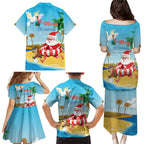 Australia Christmas In July Family Matching Puletasi and Hawaiian Shirt Happy Santa Claus With Aussie Animals