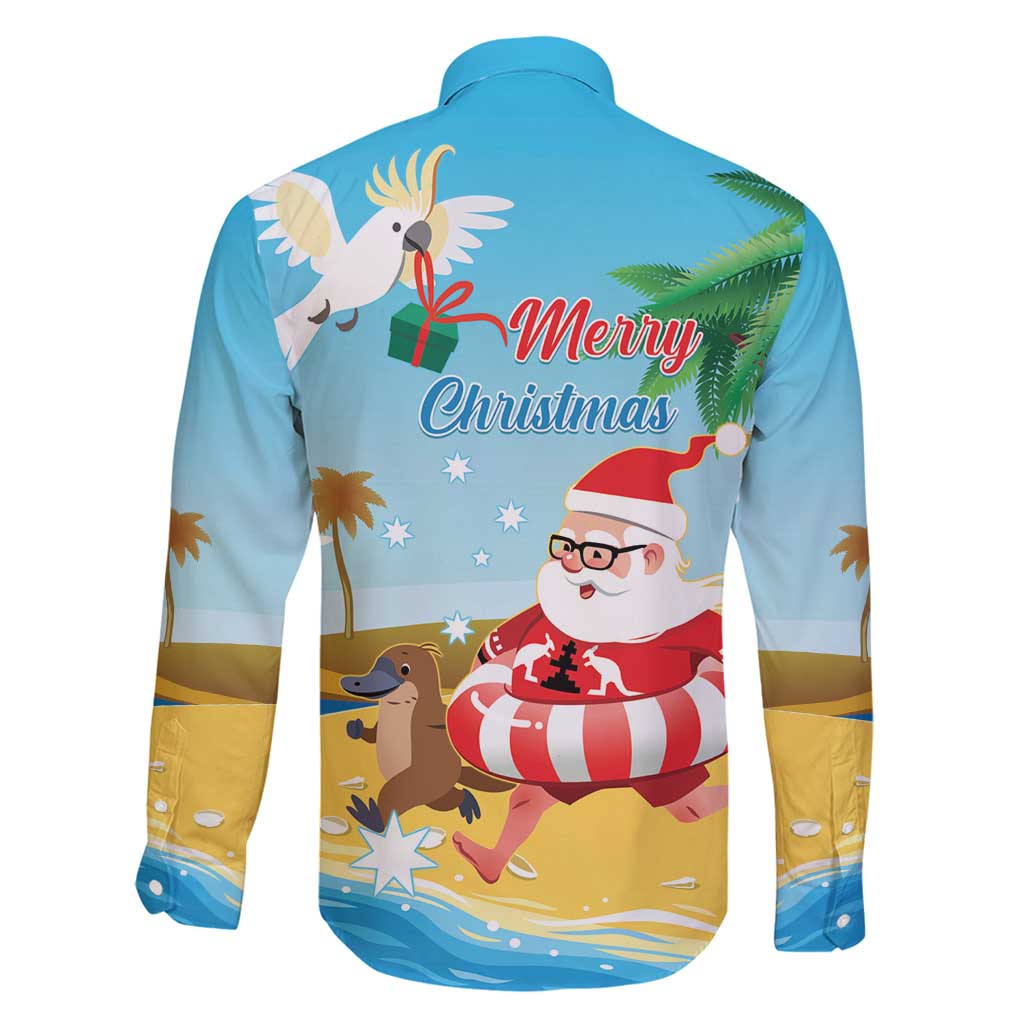 Australia Christmas In July Family Matching Summer Maxi Dress and Hawaiian Shirt Happy Santa Claus With Aussie Animals