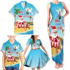 Australia Christmas In July Family Matching Tank Maxi Dress and Hawaiian Shirt Happy Santa Claus With Aussie Animals